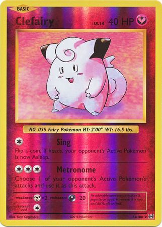 <transcy>بطاقة بوكيمون XY Evolutions 63/108 Clefairy Reverse Holo Rare</transcy>