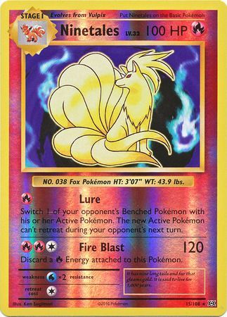 (S) Pokemon Card XY Evolutions 15/108 Ninetales Reverse Holo Rare