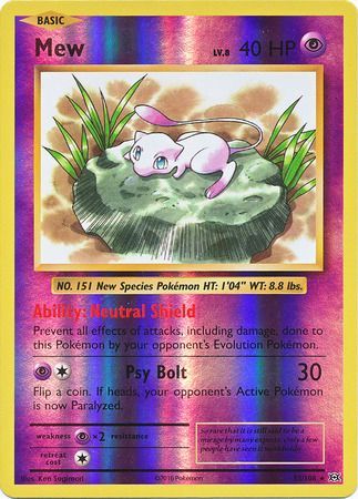 (S) Pokemon Card XY Evolutions 53/108 Mew Reverse Holo Rare