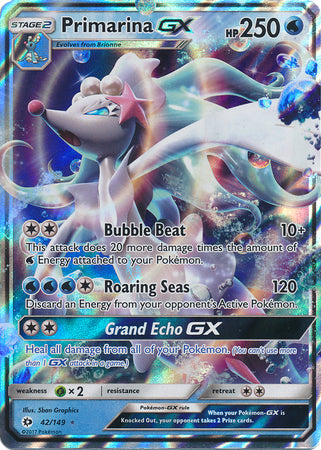 Pokemon Card 42/149 Sun & Moon Primarina GX Ultra Rare