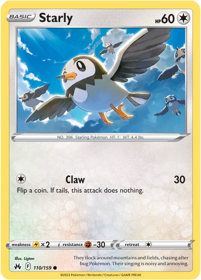 Pokemon Card Crown Zenith 110/159 Starly Common *MINT*