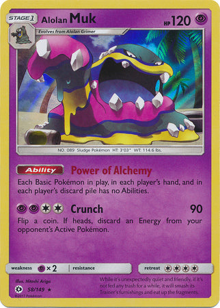 Pokemon Card 58/149 Sun & Moon Alolan Muk Rare Holo