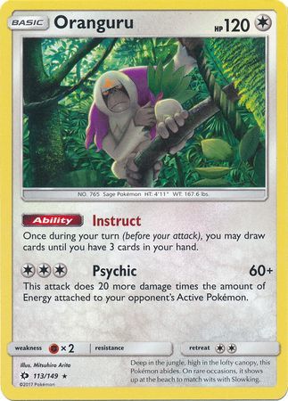 Pokemon Card 113/149 Sun & Moon Oranguru Rare Holo