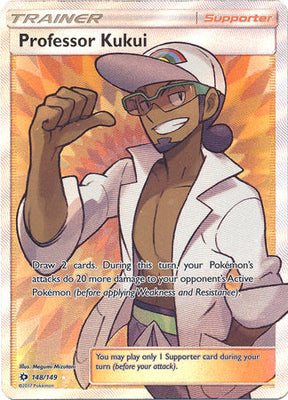 Pokemon Card 148/149 Sun & Moon Professor Kukui Supporter Full Art Rare