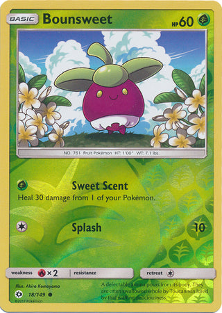 Pokemon Card Sun & Moon 018/149 18/149 Bounsweet Reverse Holo Common *MINT*