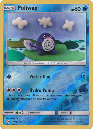 Pokemon Card Sun & Moon 030/149 30/149 Poliwag Reverse Holo Common *MINT*