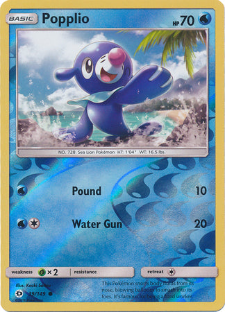 Pokemon Card Sun & Moon 039/149 39/149 Popplio Reverse Holo Common *MINT*