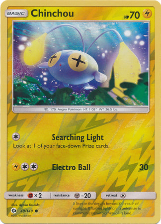 Pokemon Card Sun & Moon 049/149 49/149 Chinchou Reverse Holo Common *MINT*