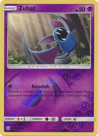 Pokemon Card Sun & Moon 054/149 54/149 Zubat Reverse Holo Common *MINT*