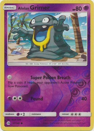 Pokemon Card Sun & Moon 057/149 57/149 Alolan Grimer Reverse Holo Common *MINT*