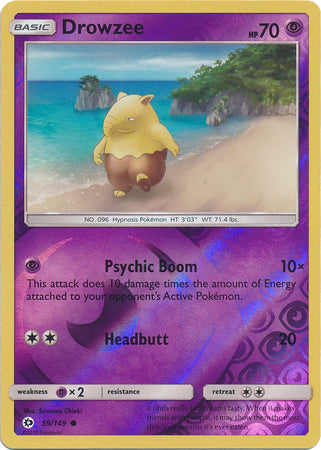 Pokemon Card Sun & Moon 059/149 59/149 Drowzee Reverse Holo Common *MINT*