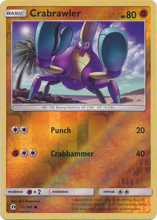 Pokemon Card Sun & Moon 072/149 72/149 Crabrawler Reverse Holo Common *MINT*