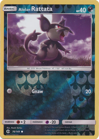 Pokemon Card Sun & Moon 076/149 76/149 Alolan Rattata Reverse Holo Common *MINT*