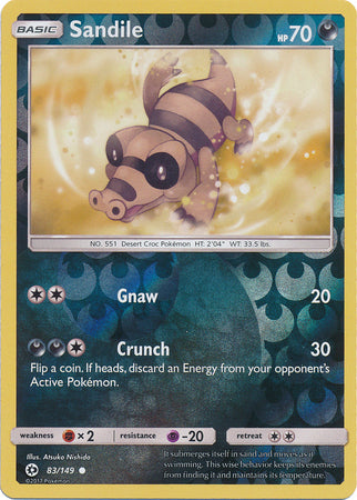 Pokemon Card Sun & Moon 083/149 83/149 Sandile Reverse Holo Common *MINT*