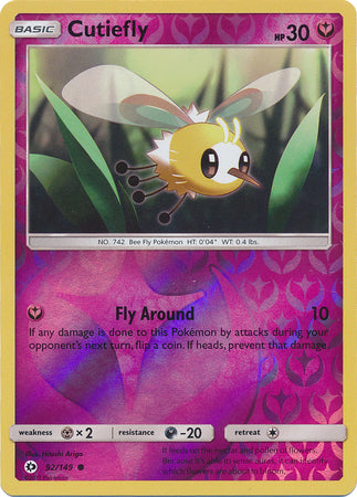 Pokemon Card Sun & Moon 092/149 92/149 Cutiefly Reverse Holo Common *MINT*