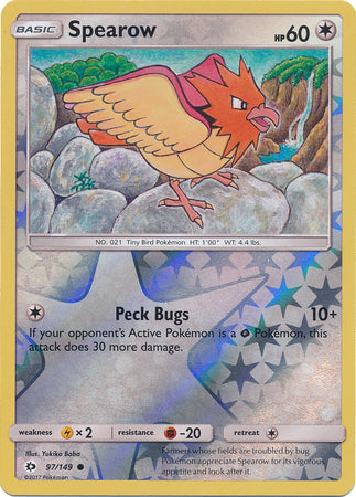 Pokemon Card Sun & Moon 097/149 97/149 Spearow Reverse Holo Common *MINT*