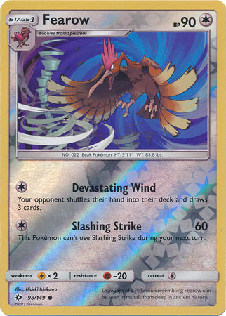 Pokemon Card Sun & Moon 098/149 98/149 Fearow Reverse Holo Common *MINT*