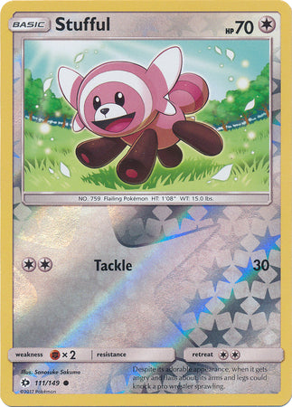 Pokemon Card Sun & Moon 111/149 Stufful Reverse Holo Common *MINT*