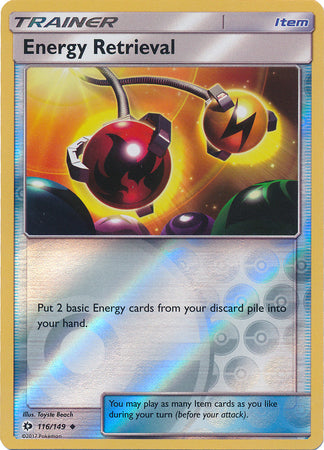 Pokemon Card Sun & Moon 116/149 Energy Retrieval Item Reverse Holo Uncommon *MINT*