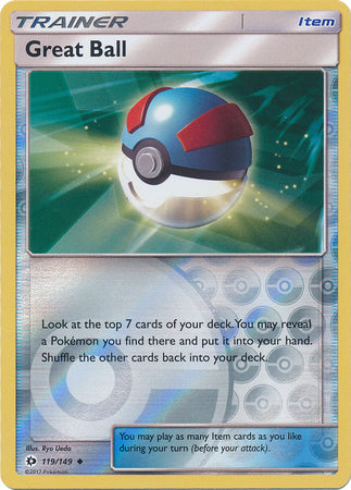 Pokemon Card Sun & Moon 119/149 Great Ball Item Reverse Holo Uncommon *MINT*