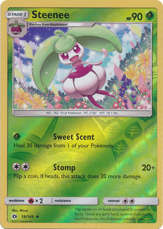 Pokemon Card Sun & Moon 019/149 19/149 Steenee Reverse Holo Uncommon *MINT*