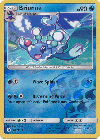 Pokemon Card Sun & Moon 040/149 40/149 Brionne Reverse Holo Uncommon *MINT*