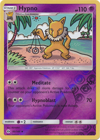 Pokemon Card Sun & Moon 060/149 60/149 Hypno Reverse Holo Uncommon *MINT*