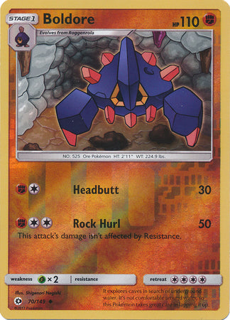 Pokemon Card Sun & Moon 070/149 70/149 Boldore Reverse Holo Uncommon *MINT*