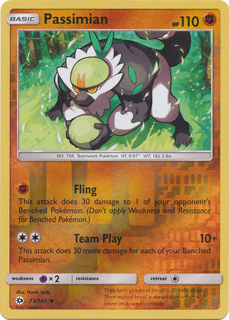 Pokemon Card Sun & Moon 073/149 73/149 Passimian Reverse Holo Uncommon *MINT*