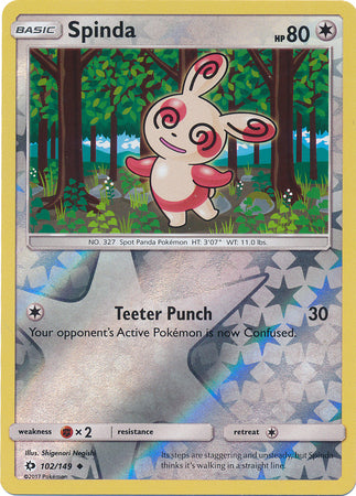 Pokemon Card Sun & Moon 102/149 Spinda Reverse Holo Uncommon *MINT*