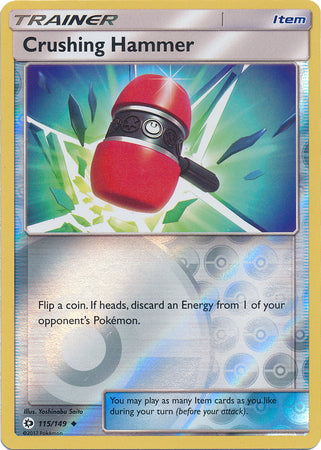 Pokemon Card Sun & Moon 115/149 Crushing Hammer Item Reverse Holo Uncommon *MINT*