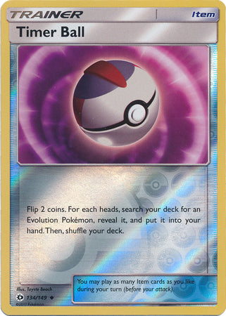 Pokemon Card Sun & Moon 134/149 Timer Ball Item Reverse Holo Uncommon *MINT*