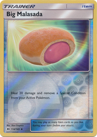 Pokemon Card Sun & Moon 114/149 Big Malasada Item Reverse Holo Uncommon *MINT*