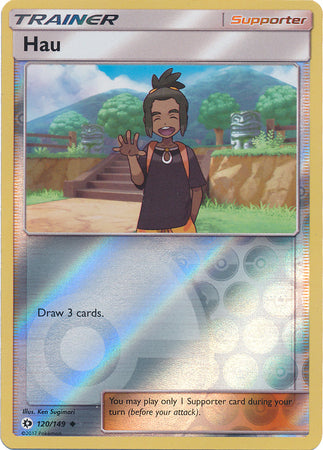 Pokemon Card Sun & Moon 120/149 Hau Supporter Reverse Holo Uncommon *MINT*