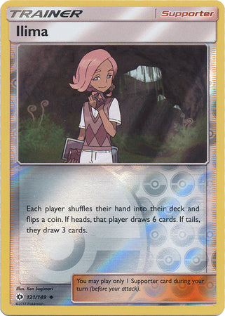 Pokemon Card Sun & Moon 121/149 Ilima Supporter Reverse Holo Uncommon *MINT*