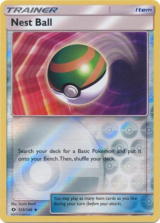 Pokemon Card Sun & Moon 123/149 Nest Ball Item Reverse Holo Uncommon *MINT*