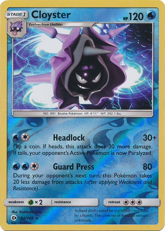 Pokemon Card Sun & Moon 034/149 34/149 Cloyster Reverse Holo Rare *MINT*