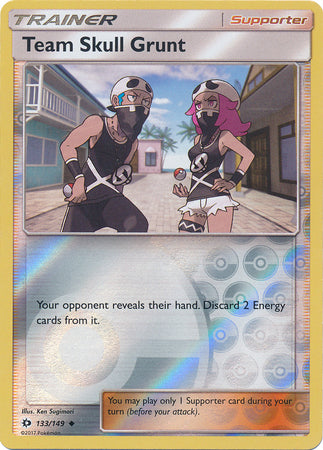 Pokemon Card Sun & Moon 133/149 Team Skull Grunt Supporter Reverse Holo Uncommon *MINT*