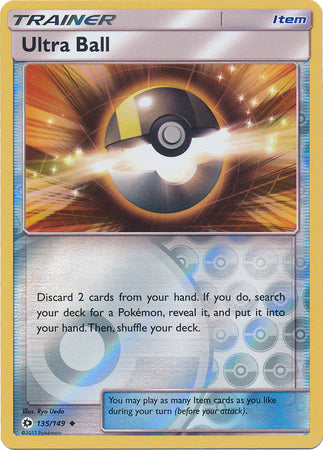 Pokemon Card Sun & Moon 135/149 Ultra Ball Item Reverse Holo Uncommon *MINT*