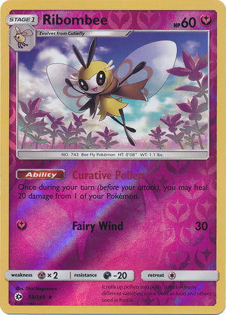 Pokemon Card Sun & Moon 093/149 93/149 Ribombee Reverse Holo Rare *MINT*