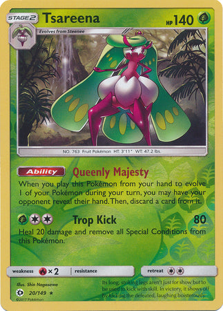 Pokemon Card Sun & Moon 020/149 20/149 Tsareena Reverse Holo Rare *MINT*