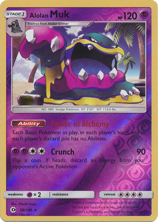 Pokemon Card Sun & Moon 058/149 58/149 Alolan Muk Reverse Holo Rare *MINT*