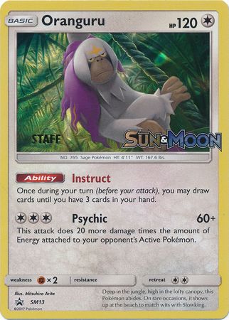 Pokemon Card SM Black Star Promos SM13 Oranguru Staff Prerelease promo