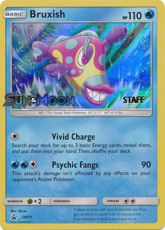 Pokemon Card SM Black Star Promos SM11 Bruxish Staff Prerelease promo