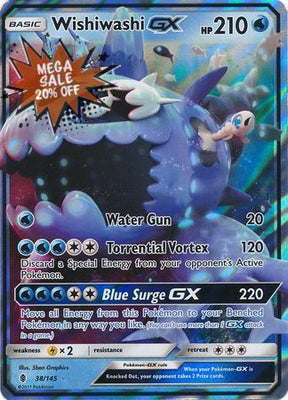 <transcy>Pokemon Card 38/145 Sonnen- und Mondwächter Rising Wishiwashi GX Ultra Rare</transcy>