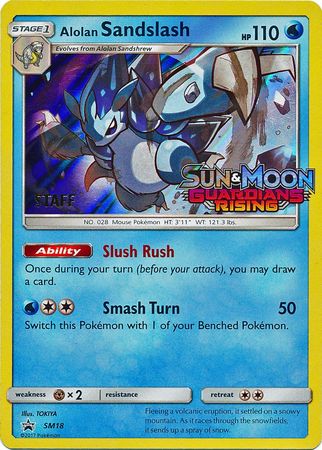 Pokemon Card SM Black Star Promos SM18 Alolan Sandslash Staff Prerelease promo