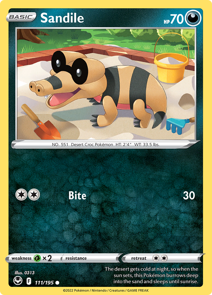 Pokemon Card Silver Tempest 111/195 Sandile Common *MINT*