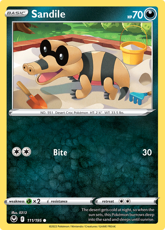 Pokemon Card Silver Tempest 111/195 Sandile Common *MINT*