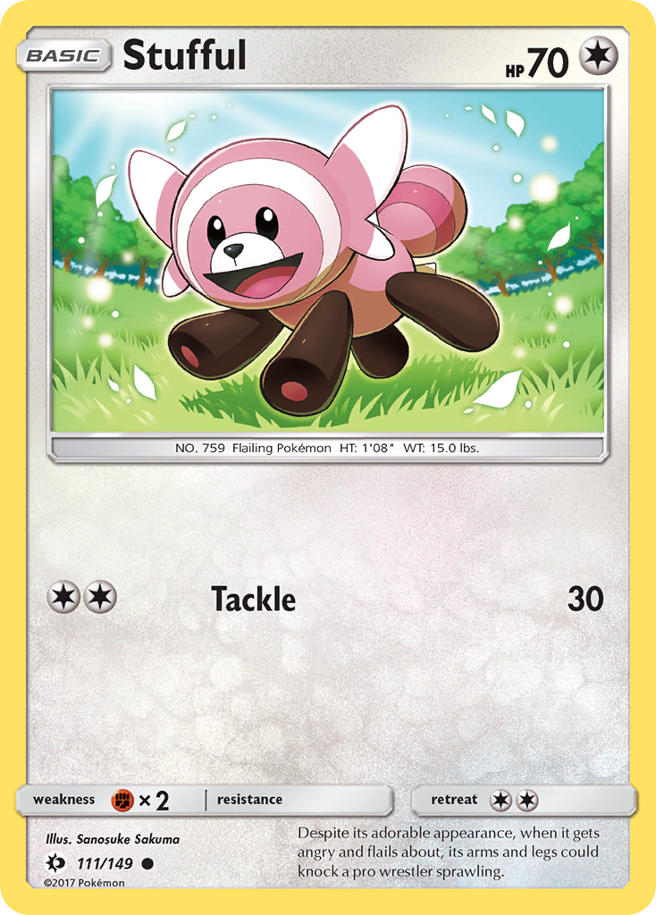 Pokemon Card Sun & Moon 111/149 Stufful Common *MINT*