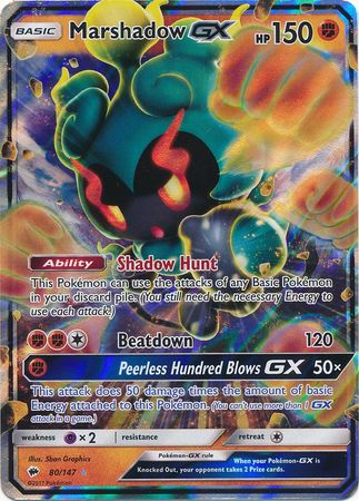 Pokemon Card 80/147 Sun & Moon Burning Shadows Marshadow GX Ultra Rare